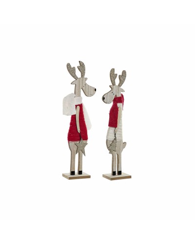DKD Christmas Decoration Wooden Polyester (2 Pieces) - 9 x 6 x 39 cm
