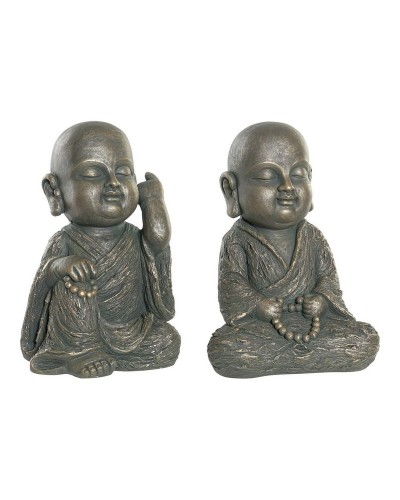 Statues décoratives DKD Home Decor en fibre de verre couleur or et gris foncé (2 pièces, 27 cm)
