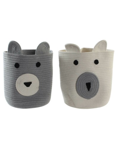 Mand DKD Home Decor Polyester Kinderen Beer (25 x 25 x 37 cm) (2 Stuks)