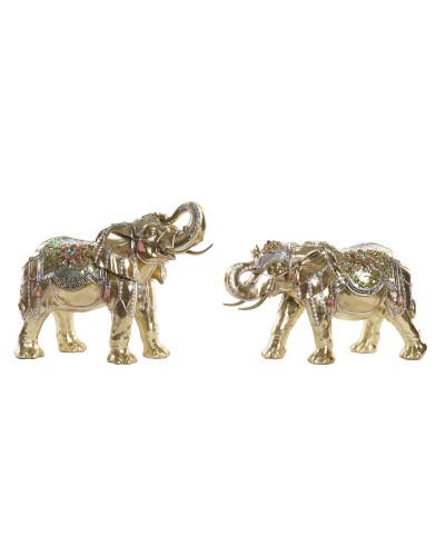 Golden Decorative Elephant in Resin, Set of 2 (45.5x20x35 cm) - DKD Home Decor
