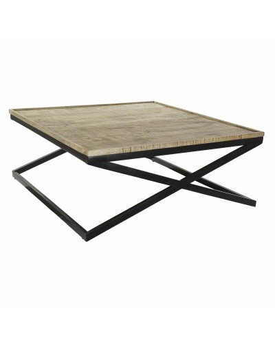 Centre Table DKD Home Decor Black Natural Wood Metal 120 x 120 x 55 cm