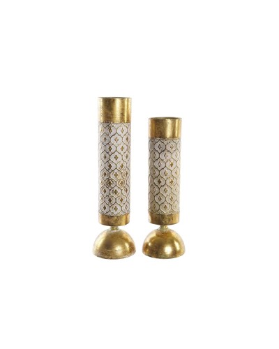 Portavelas DKD Home Decor Dorado, Set de 2 | 11x11x41 cm, Metal
