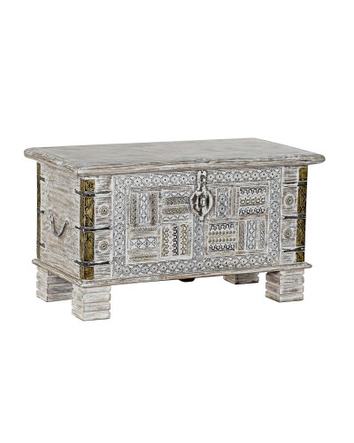 Baúl Decorativo de Madera de Mango y Metal DKD Home Decor, 80x40x45 cm
