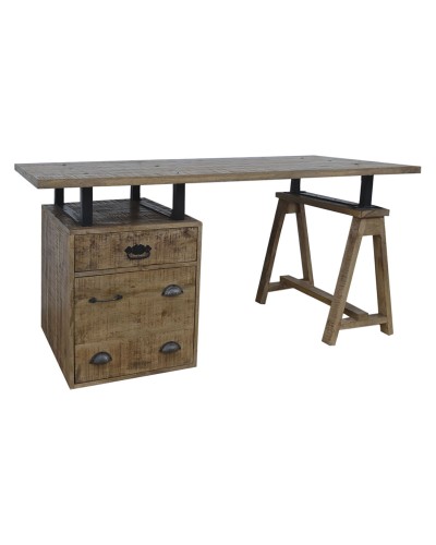 DKD Home Decor Bureau Large 160 cm en Métal et Bois de Manguier
