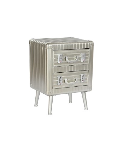 Nattduksbord Home ESPRIT Silvrig Metall Trä MDF 46 x 39 x 63 cm