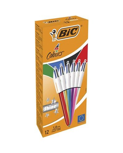 Set Balpennen Bic Shine Silver Wit Multicolour (12 Onderdelen)