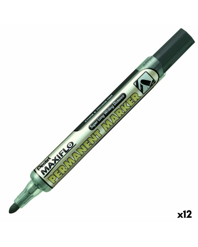 Marcatore Permanente Pentel Maxiflo Nero, Confezione da 12