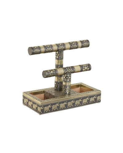 Doos-Juwelenkistje Home ESPRIT Wit Champagne Hout Aluminium 20 x 10 x 18 cm