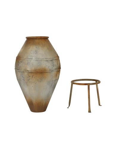 Vaso da interno ESPRIT in metallo beige, design geometrico, 49 x 49 x 93 cm