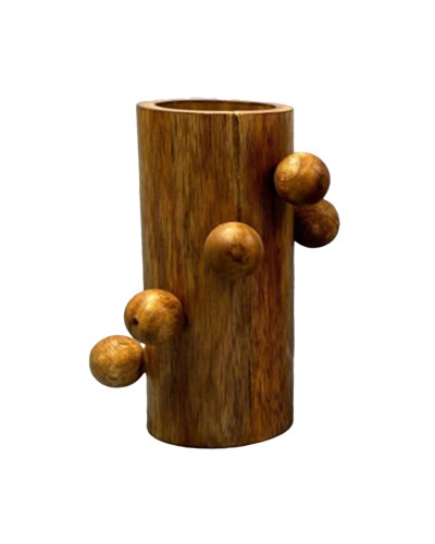 Vase ESPRIT en Bois de Manguier Marron 16x16x23 cm, Décoration d'Intérieur
