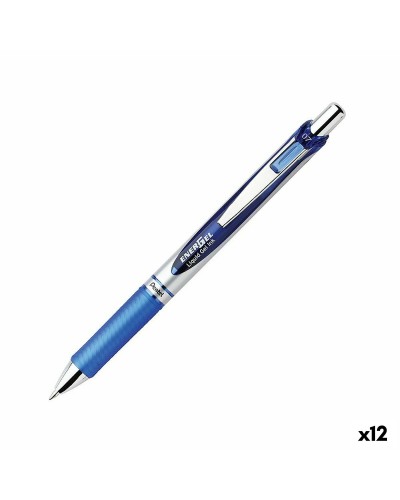 Penne Gel Pentel Energel XM Klick 0.7mm, Scrittura Fluida, Inchiostro Azzurro, Confezione da 12