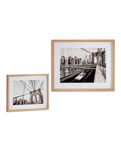 Schilderij Brug Beukenhout 43 x 3 x 53 cm Hout Bruin Glas