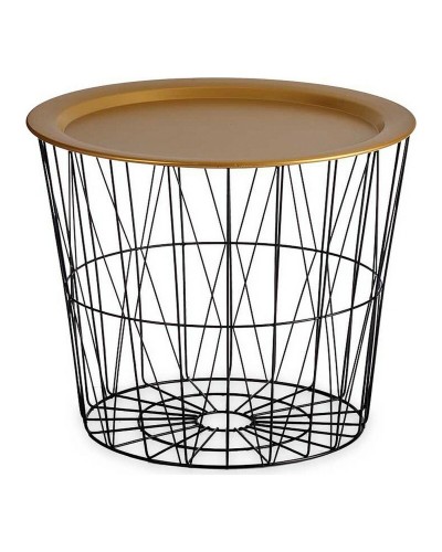Mesa Auxiliar Negra Dorada de Metal para Comedor - 52x40x52 cm
