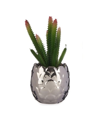 Pianta Decorativa Argentato Cactus Ceramica Plastica (8 x 20 x 8 cm)