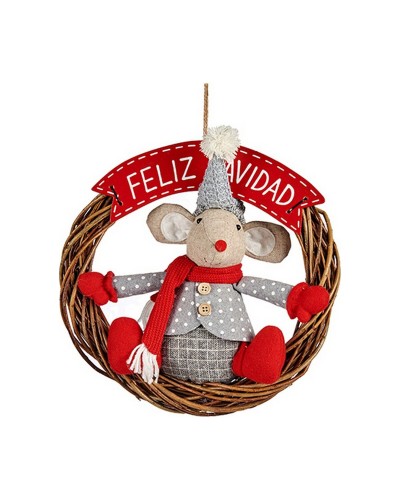 Decorazione Natalizia Mouse Rosso Grigio Bianco Crema - 33 x 12 x 33 cm
