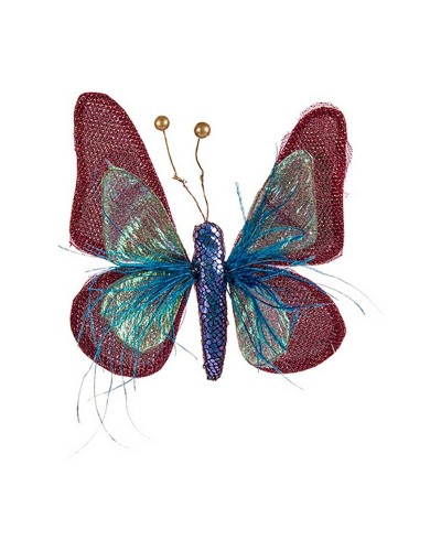 Décoration de Noël Papillon Élégant, 14x3x18cm, Rose et Bleu
