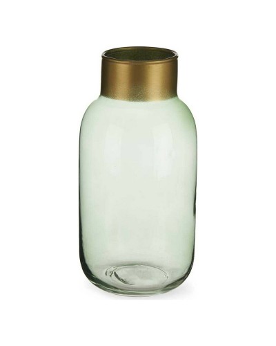 Vaso Verde Dorato Elegante in Vetro (11,5 x 24 x 11,5 cm)