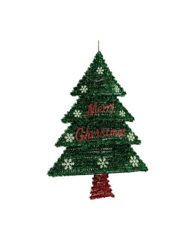 Arbre de Noël Délicat - Rouge, Vert et Argenté - 44 x 58,8 x 7 cm - Plastique Polypropylène - Décoration Festive
