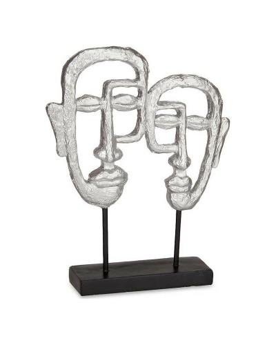 Decoratieve figuren Gezicht 27 x 32,5 x 10,5 cm Zilverkleurig