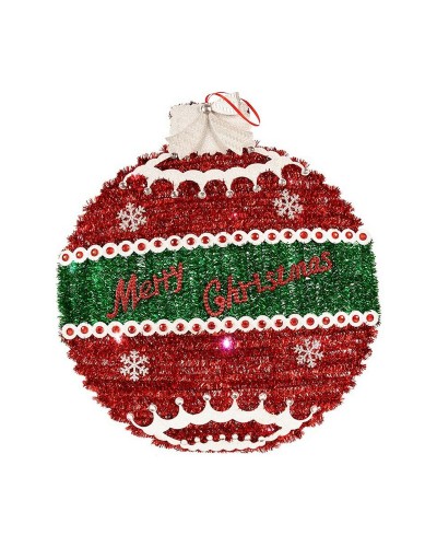 Weihnachtskugel mit LED-Licht 40 cm - Rot, Silber und Weiß
