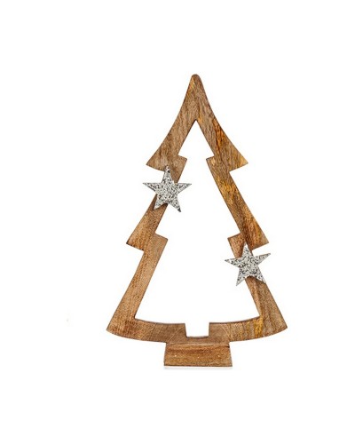 Sapin de Noël Marron Argenté 7,5 x 58,5 x 37 cm en Bois
