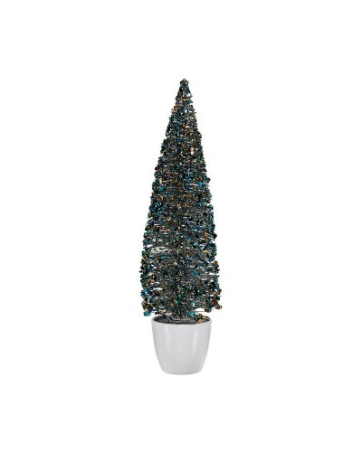 Kerstboom Groot 10 x 38 x 10 cm Blauw Gouden Plastic