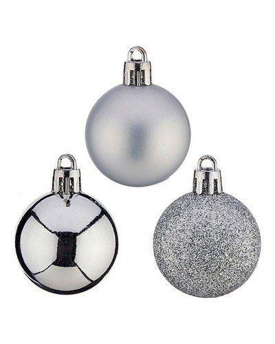 Kerstballen Ø 4 cm Zilverkleurig PVC 12 x 8 x 8 cm 8 x 8 x 12 cm