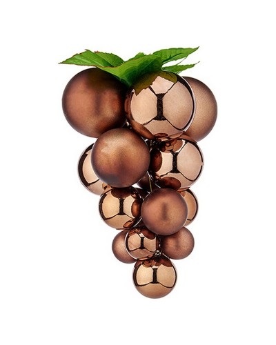 Boule de Noël Raisin Marron en Plastique, 14x14x25 cm
