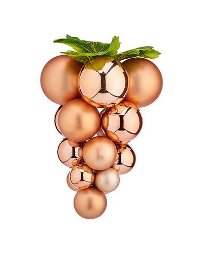 Boule de Noël Raisin Cuivre en Plastique, 19 x 28 x 19 cm, Décoration Sapin de Noël
