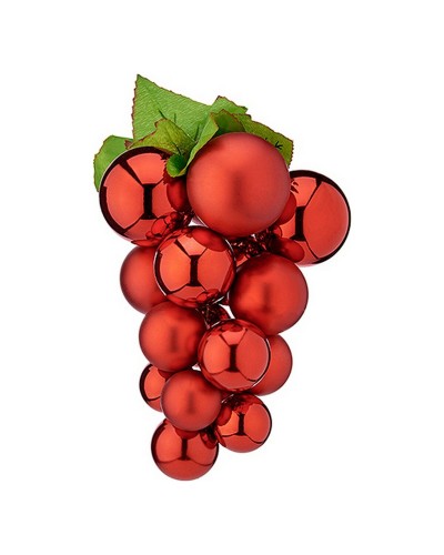 Kerstbal Druiven Rood Plastic 18 x 18 x 28 cm