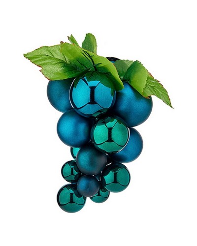 Palla di Natale Uva Azzurra in Plastica, Dimensioni 18 x 18 x 28 cm