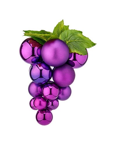 Palla di Natale Uva Viola in Plastica, 19 x 28 x 19 cm, Decorazione Natalizia