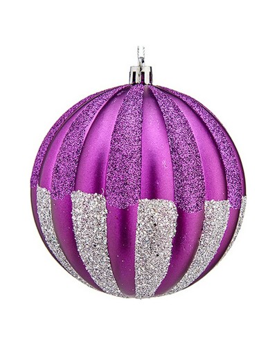 Palle di Natale Viola e Argento da 10 cm (Confezione da 6) in PVC - Perfette per l'Albero di Natale