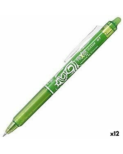 Pilot Frixion Clicker: Penna a Inchiostro Cancellabile Verde, Punta 0,4mm, Confezione da 12
