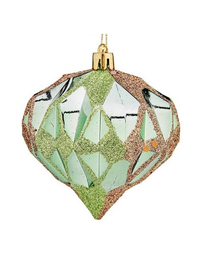 Bolas de Navidad Diamante Verdes de 8 cm (6 uds) en Plástico
