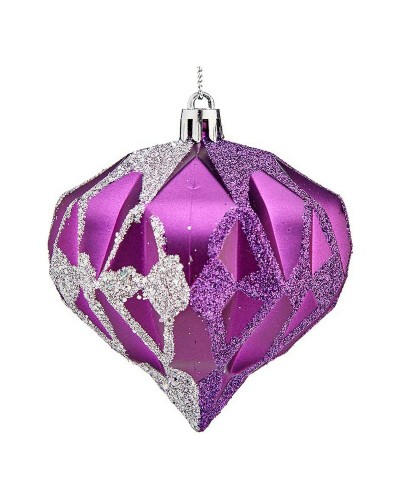 Bolas de Navidad de Plástico Morado Plateado Diamante, Ø 8 cm, Paquete de 6
