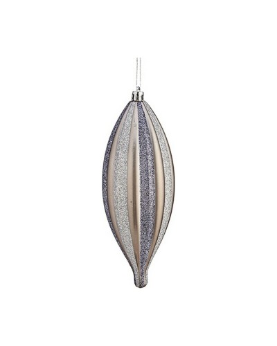 Tapered Silver Glitter PVC Christmas Decoration - For Christmas Trees
