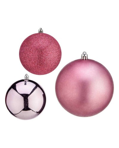 Rosa Weihnachtskugeln 10 cm - 6er Pack - Festliche Dekorationen aus Kunststoff
