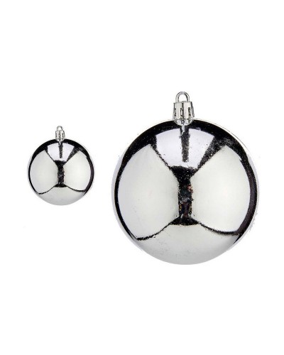 Bolas de Navidad Plateadas de 8 cm en Plástico, Paquete de 16.

