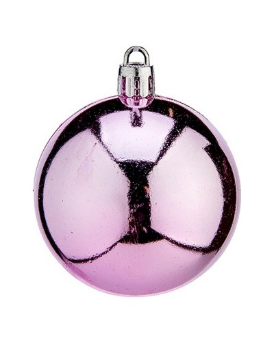 Palle di Natale Lenox da 6 cm in plastica rosa (24 pezzi)
