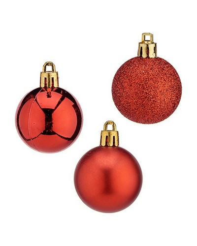 Palle di Natale Rosse, Set da 20, Diametro 4 cm, in Plastica Resistente