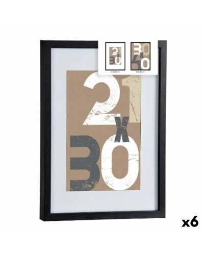 Portafoto da Parete 6 Unità - Nero - Vetro e Legno MDF - 32,5 x 2,5 x 42,5 cm