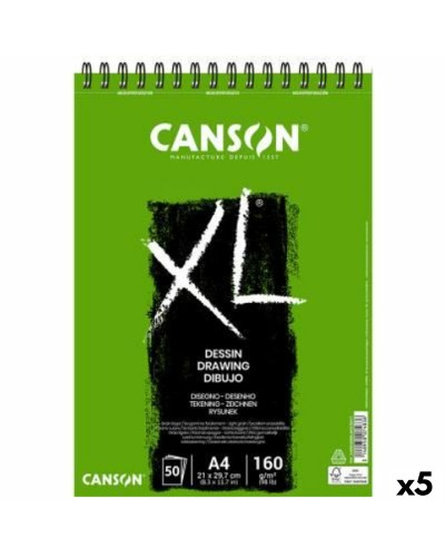 Canson XL Zeichenblock Weiß A4, 160 g/m², 5 Einheiten à 50 Blatt
