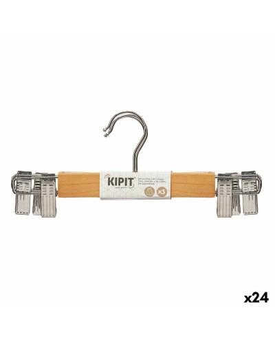 Klädhängarset Kipit 29100196 Brun Silvrig Trä Metall 28,5 x 2,5 x 11,5 cm Klämmor (24 antal)