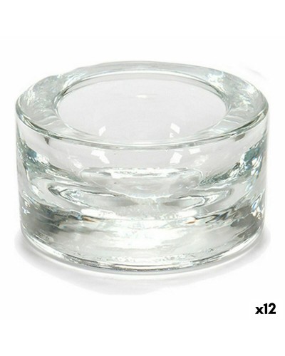 Bougeoirs Transparents en Verre (7 x 3,5 x 7 cm), Lot de 12
