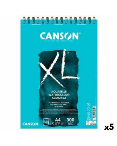 Tekenblok Canson XL Aquarelle 20 Lakens Wit A5 5 Stuks 300 g/m² 148 x 210 mm