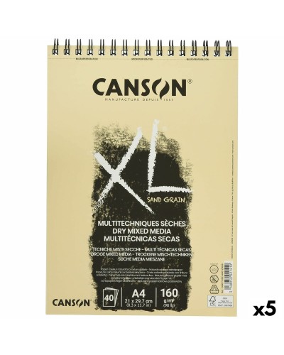 Bloc de Dessin Canson XL Nature A4, 40 Feuilles, 160 g/m², Lot de 5
