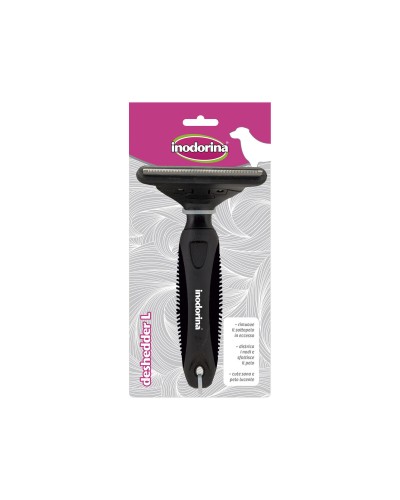 Inodorina Dog Brush L Black: Removes Dead Hair and Undercoat, Keeps Coat Healthy
