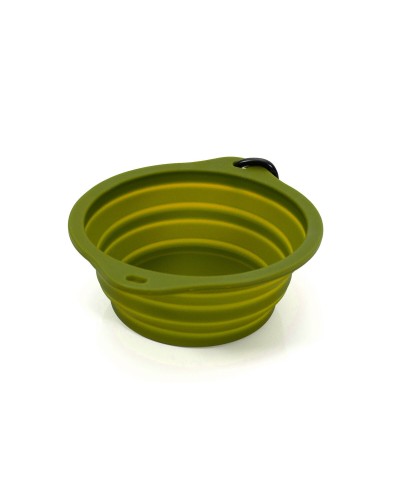 Ciotola Pieghevole per Cani e Gatti, Verde, Silicone e Alluminio, 550 ml