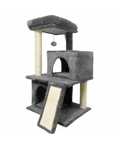 Kratzbaum FLOPI Dunkelgrau für Katzen - Aus Holz mit Stoff
